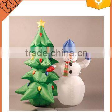 inflatable trees with snow man, indoor mini decorated christmas tree