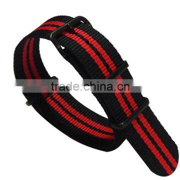 Black Orange Stripe Black Hardware Custom Nylon Watch Strap