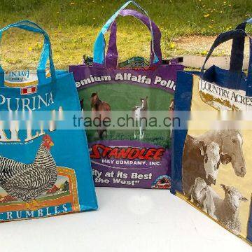 UPCYCLED~BUNNY~RABBIT FEED BAG~2 RABBITS~RECYCLED FEED BAG~MARKET china pp woven bag