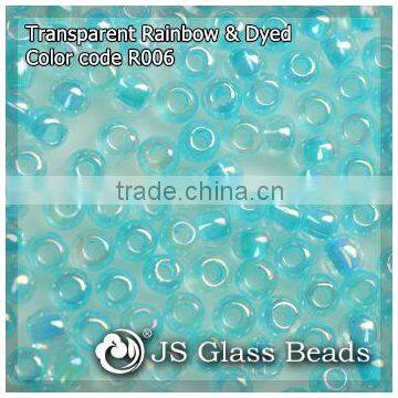 High Quality Fashion JS Glass Seed Beads - R006# Rainbow Dyed Aqua Blue Transparent Rocailles Beads For Garment & Jewelry