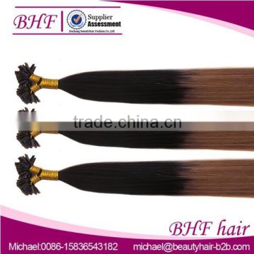 Wholesale Ombre color 100% Human Virgin hair extensions U-Tip Hair,NailHair,Kerating Hair