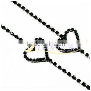 heart rhinestone metal bra straps