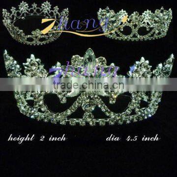 Flower Shaped Fully Round Rhinestone Wedding Crown
