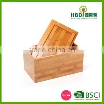2016 Most Popular Design Bamboo Bread Bin/wood Bread Box With Lid