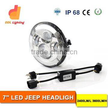 waterproof 4x4 7" Car LED Lights 7 Inch Round Headlight for Jeep Wrangler