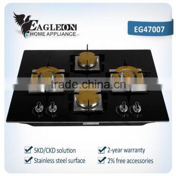 Temperate black Glass Cooktop 4 Burner Toughened Glass India brass burner