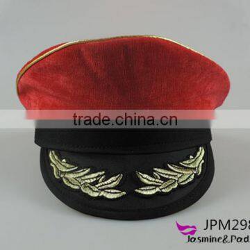 Corduroy military officer hat sailor hats uniform pilot cap with embroidery label