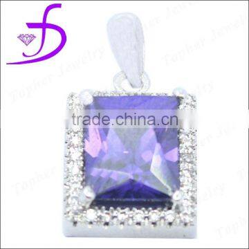 925 Sterling Silver Jewelry single stone pendant wholesale AAA Tanzanite pendant