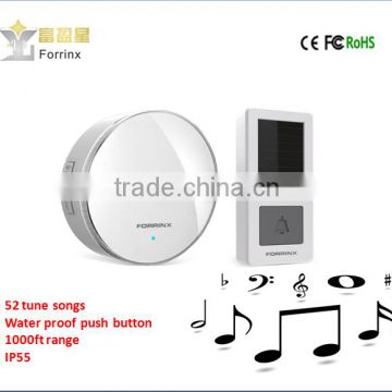 Forrinx supply new product Intelligent Wireless Doorbell smart voice wirless doorbell water proof push button for home office