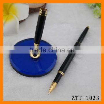 High-end Promotional Metal Bank Counter Signing Gel Pen With Pedestal Print Logo ZTT-1023