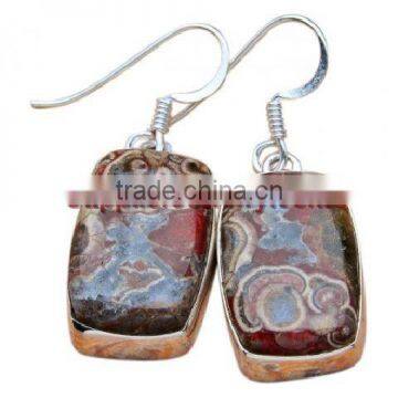 Silver Real Hoop Gemstone Emerald Cut Diamond Solitaire Engagement And Wedding Earrings