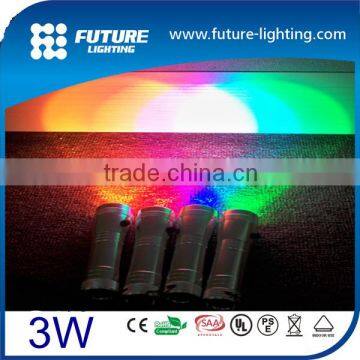 Multi color AAA 3W RGB Color changing 10 color glare flashlight