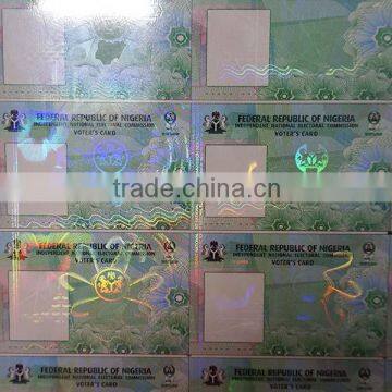 Anti fake transparent holograms overlay,films,foils to protect id cards