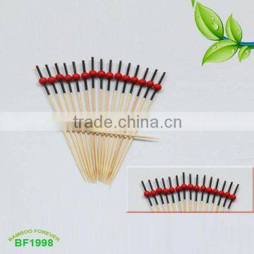 Hot sale Red bamboo picks with small ball