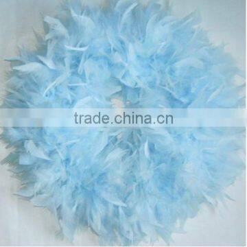 Beautiful Fluffy Light Blue Chandelle Feather Wreath