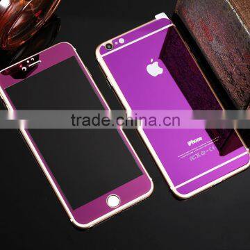 New Style Purple Front and Rear Tempered Glass for iPhone 6, Mirror Tempered Glass Protector Film for Mobile Phone