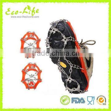 1 Pair Mountaineering Hiking Anti-Slip Silicone Shoe Crampons, Eight Tines Ice Grippers photo-2