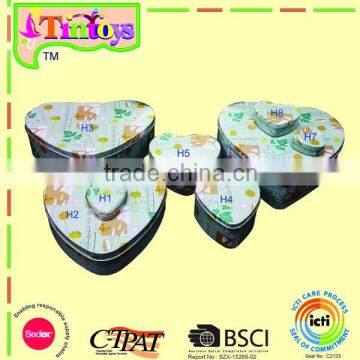 gift storage canister tin can container candy food metal heart shape tin box