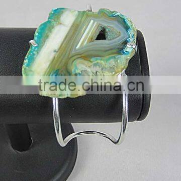 BEAUTIFUL DESIGNER WOMEN BANGLE GOLD CUFF BANGLES WITH BRASS -NATURAL STONE AGATE, LATEST DESIGN,ATTRACTIVE COLORS