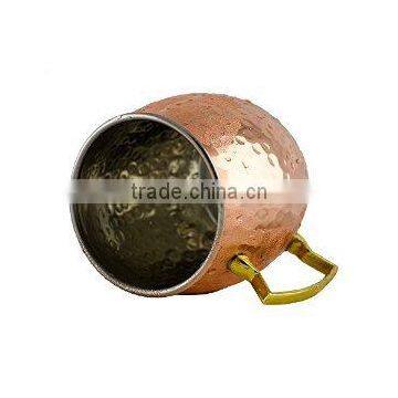 Solid Copper Hammered Beer Mugs, Moscow Mule Hammered Copper Mug with Nickel Lining, Solid Copper Mugs for Moscow Mule