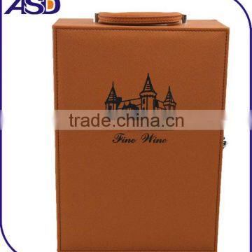 Light Brown Leather Wine Box/packaging Customized Logo Printing