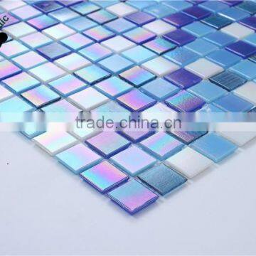 MB SMH20 Chinese Cheap Decorative Glass Mosaic Blue Bathroom Wall Tile Iridescent Mosaic Design