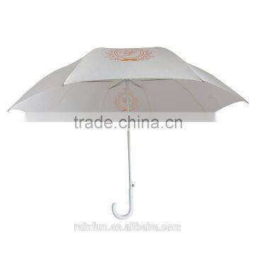 White plain aluminum material custom printing long umbrella