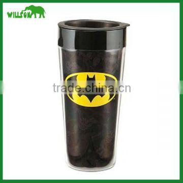 16oz Promotional custom double wall plastic mug traveling mug