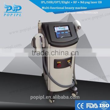 E Light/IPL/OPT/ SHR/ SSR + RF + 480-1200nm Nd Yag Laser Multi-functional Beauty Machine Skin Lifting