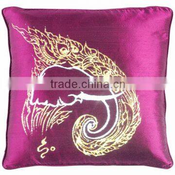 Pillow Case Cushion Covers Silk Art Fabric Painting Handmade Thailand ELEPHANT Floral