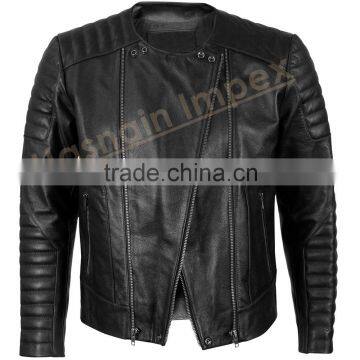 Men's Black Biker Leather Jacket photo-3