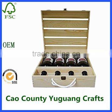 Wooden Vintage Vineyard 4 Wine Bottle Gift Storage Boxes