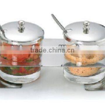 Double Jam/honey stand stainless steel and glass