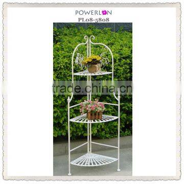 antique white metal flower pot shelf