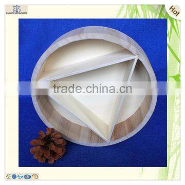 Home Decorating Handmade Bio-degradable Round Small Grids Wooden Tray photo-2