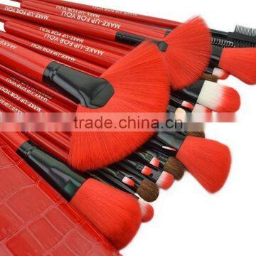 Popular Hot Selling 24 in 1 Make-Up Brush Set Red High Quality Comestic Brush With CROCO Bag For Brushes photo-4