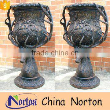 European garden style vintage bronze metal flower pot, balcony flower plant pot NTBF-FL135S