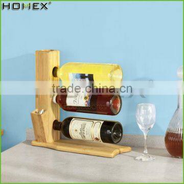 Bamboo wine holder/ wine rack for 3 bottles Homex-BSCI