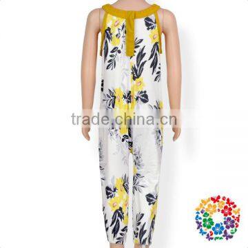 Boutique Newborn Baby Outfit Vintage Grey Yellow Floral Jumpsuit photo-2