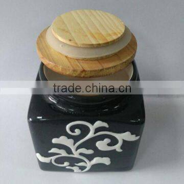 Ceramic Black Relief Sculpture Storage Jar With Silicone Seal photo-3