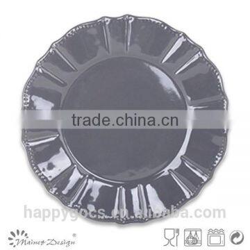 Embossed Solid Color Ceramic Salad Plate photo-4