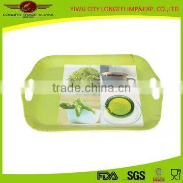 Modern Green Unique Melamine Serving Tray With Double-Ear