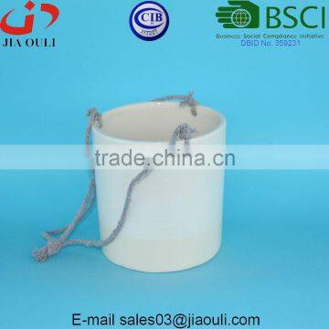 Glazed Ceramic Indoor and Outdoor Rope Hanging Planter Pot photo-4