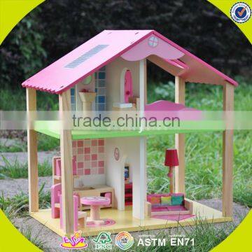 Wholesale 2 floors girls wooden dollhouse kits best design children wooden dollhouse kits W06A165-S