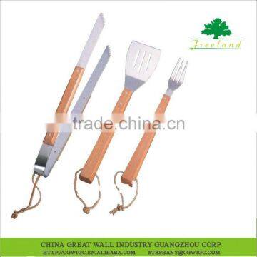 3 Pcs Wooden Handle Bbq Tools