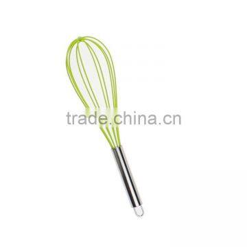 10.5" Stainless Steel Handle Silicone Mute Whisk Egg Beater photo-4