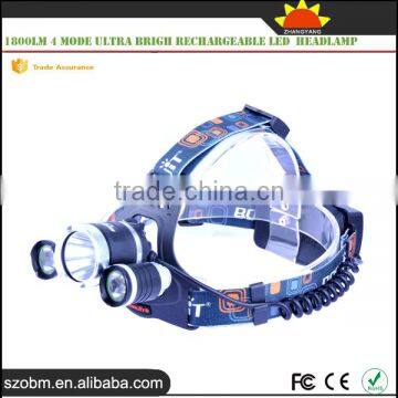 Multipurpose RJ-5000 XM-L2 Led Headlamp 1800Lm 4 Mode Ultra Brigh Rechargeable Led Headlamp