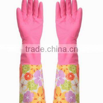 Household all purpose Retro funky floral design rubber gloves wash up