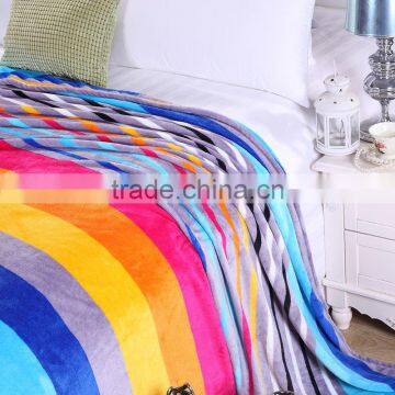 100%Polyester Bright Colorful Stripe Spanish Style Flannel Fleece Blanket photo-2