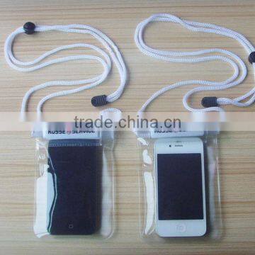 2014 mobile phone pvc waterproof bag with lanyard